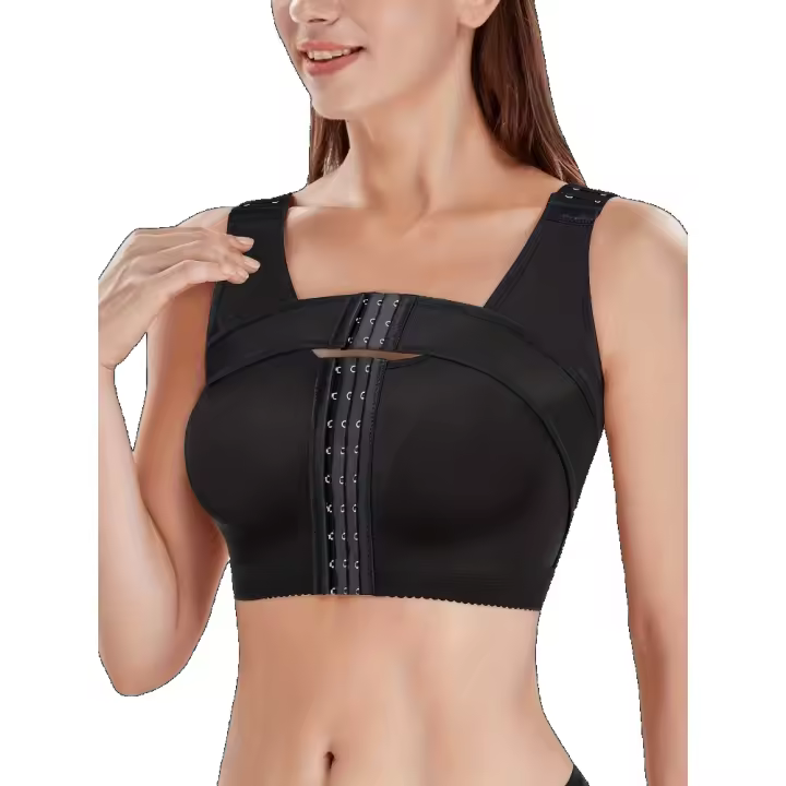 Sujetador postoperatorio para mujer, camiseta sin mangas de compresión con cierre frontal, sujetador deportivo de yoga con - 1