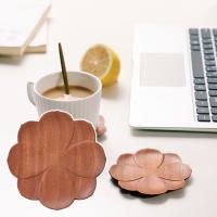 Posavasos de madera de palisandro duradero, diseño de pétalos 3D, alfombrilla para bebidas, redonda, resistente al calor, almohadilla para taza de café, almohadilla antideslizante para mesa - details 2