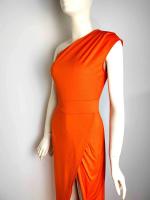 Vestido de Fiesta de Hombro Cautivador Color Sólido, Cuello Dobladillo, Vestido de Cuerpo Moldado con Abertura Moda para Mujeres - details 6