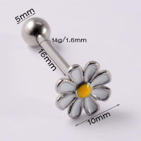 Pendientes de tuerca de acero inoxidable para el ombligo, con forma de girasol, flor de Margarita, pezón de goteo de aceite personalizado, novedad de 2023 - details 8