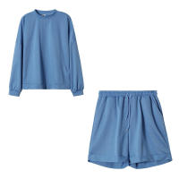 Top de cuello redondo para mujer, pantalones cortos sueltos, suéter informal de dos piezas, Ropa nueva 2024 - details 8