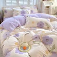 Juego de Cubierta de Edredón con Flores Moradas 3/4 Piezas en Rojo y Negro con Sábana Plana y Ropa de Cama de Lujo para Mujer y Niña - details 29