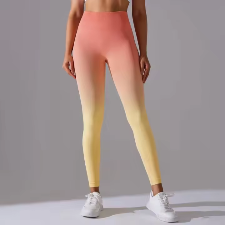 Yoga degradado para mujer, leggings de gimnasio de cintura alta, pantalones deportivos sin costuras, pantalones de entrenamiento para correr - 1