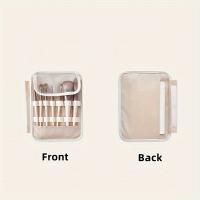 Bolsa de maquillaje de doble capa de cuero PU transparente con cremallera, 1 unidad - details 3