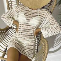 Elegante Cubierta de Punto con Cuello Redondo y Manga Larga Vestido de Playa de Ligero para Verano con Diseño Hueco, Protección Solar, Tela Transpirable - details 21