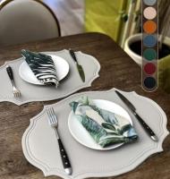 Elegante Juego de Manteles de Comedor de Cuero Falsio 1/4/6PCS Diseño de Forma PU - details 3