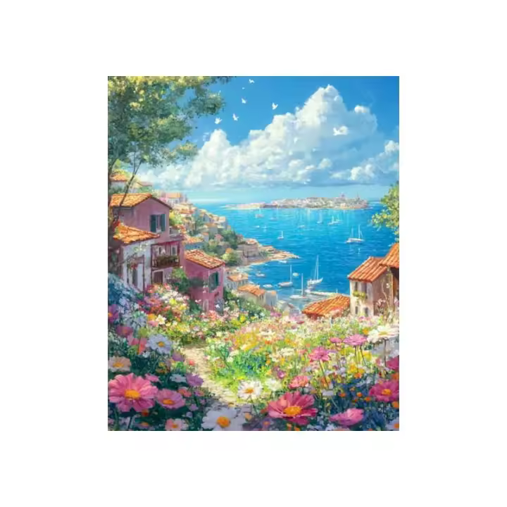 RUOPOTY-pintura de paisaje por números, Kit de dibujo de ciudad costera sobre lienzo, bricolaje, pintado a mano para adultos, pintura acrílica, regalo, decoración del hogar - 1