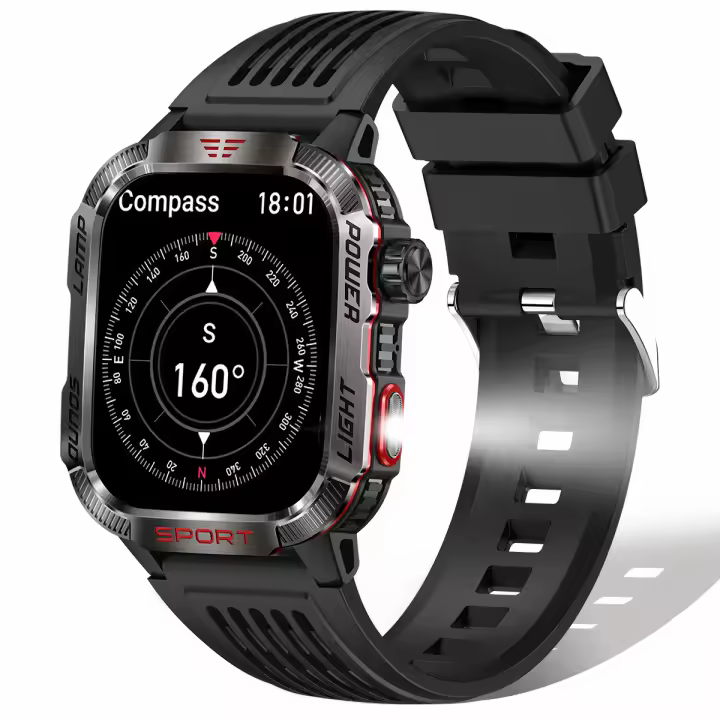 Reloj inteligente para hombre, pulsera deportiva táctica, resistente al agua, con linterna LED y brújula - 1