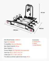 VEVOR Portabicicletas, Portabicicletas Se adapta a receptores de 5 cm, Portabicicletas para bicicletas de hasta 65 kg de capacidad de carga, Portabicicletas con cerradura - details 8