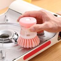 Plato para olla de lavado de cocina con relleno de líquido al presionar no daña la sartén, dispensador automático de cepillo de limpieza - details 16