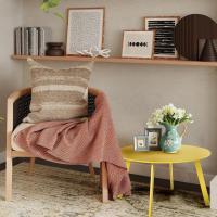 Mesa de café, Mesa de balcón, Resistente a la Intemperie, Mesa Auxiliar para Exteriores, Interior, Sala de Estar, Oficina, jardín, balcón (Amarillo azufre) - details 3