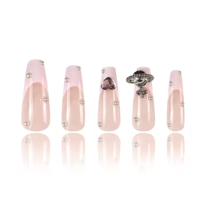 Nude Pearl Uñas postizas ultra flexibles y duraderas, salón de uñas para mujeres y niñas - 1