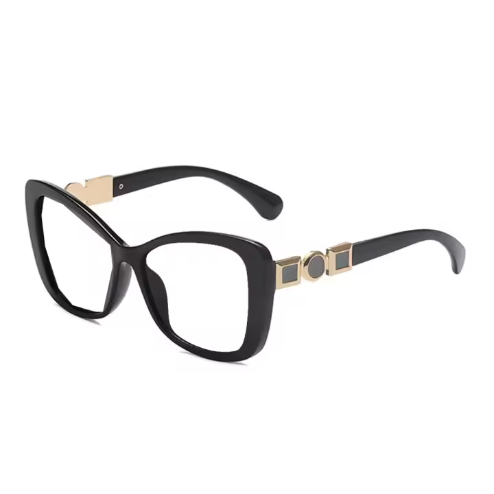 Gafas de lectura con marco cuadrado de ojo de gato negro, patillas decorativas de Metal de gran tamaño, cómodas, + 0,75 a + 4 - 1