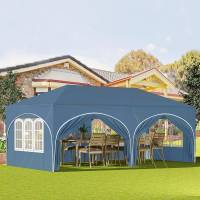 Carpa Gazebo 3x6m 6 Paredes Laterales Resistente al Agua Protección UV 50+ Altura Ajustable Azul - details 4