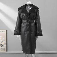 Chaqueta Larga de Lana de Oveja con Detalles de Parche Abrigo de Invierno Cálido con Cinturón y Bolsillo Moda Callejera Femenina 2024 - details 1