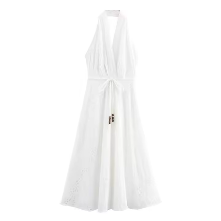 Vestido Informal para Mujer con Cuello Colgante Bordado Estilo Europeo Americano Moda de Otoño - 1