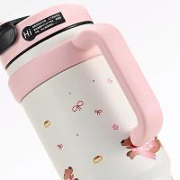 Taza de vacío de dibujos animados de 1000ML con tapa y pajita, vaso aislado de acero inoxidable 316 con asa, botella de agua térmica de regalo - details 5