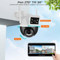 Cámara de Seguridad Solar Inalámbrica, Visión 360°, Detección de Movimiento AI, Visión Nocturna 2K para Seguridad del Hogar al Aire Libre - details 1