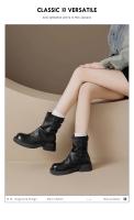 Botas cortas para mujer otoño-invierno 2025 Zapatos planos de tobillo plano a rayas marrones - details 5