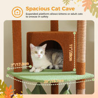 PAWZ Road Árbol para gatos alto de altura ajustable con acogedora hamaca para condominio, torre para gatos de suelo a techo, poste rascador para gatos de interior, juguetes para gatos, gato accesorios - details 5