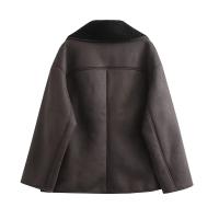 Abrigo de piel para mujer, chaqueta informal holgada de alta gama con solapa versátil, a la moda, novedad de invierno - details 8