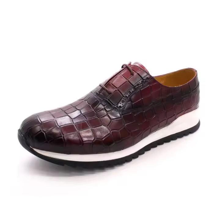 Zapatos casuales de cuero genuino para hombre, zapatos de plataforma transpirables de cuero vacuno de primera capa - 1