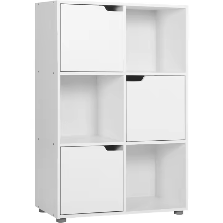 Estantería de Exposición para Libros Almacenamiento de Piso o Pared con 3 Puertas MDF - 1