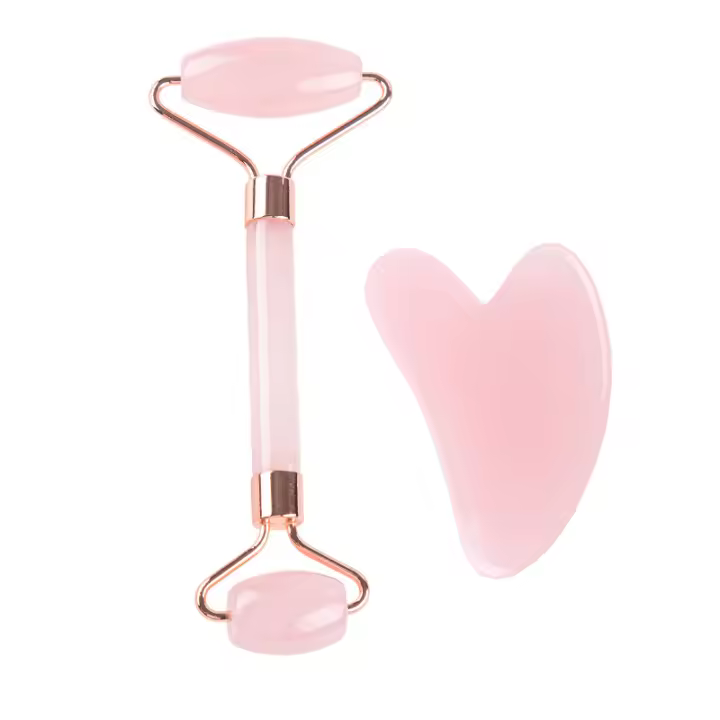 Rodillo de Jade, juego Gua Sha, herramienta de masaje Facial para cara, ojos, cuello, cuidado de la piel, Belleza - 1