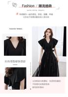 Vestido de Gala Negro Elegante Largo, Delgado, Estilo Francés, Lujo Ligero, Vestido de Niche de Alta Gama Perfecto para Reuniones Anuales, Exámenes de Arte - details 2