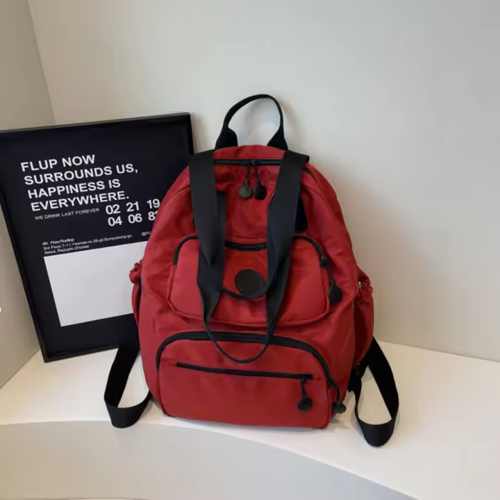 Mochila deportiva de nailon de estilo coreano para mujer, bolso de hombro de viaje de gran capacidad de Color sólido, bolso de mano, bolsa de Fitness de nailon - 1