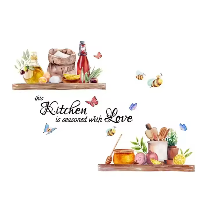 Pegatina de Pared de Cocina de Mariposas y Abejas Decoración Ligera y Elegante para el Hogar - 1