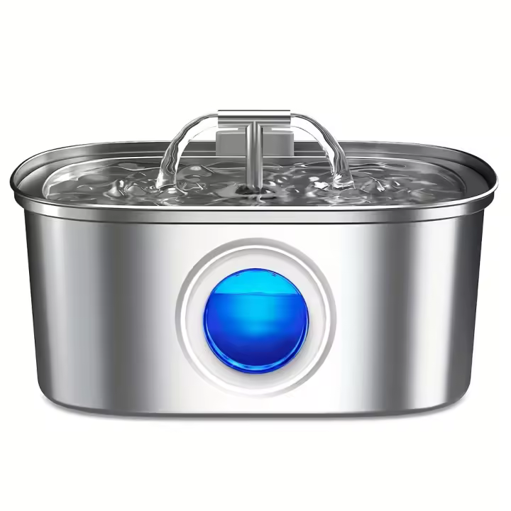 Fuente de agua de gran capacidad para mascotas, dispensador automático de acero inoxidable para gatos, recargable por USB, 3,2 L - 1