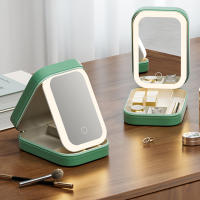 Bolsa de cosméticos con espejo LED para mujer, organizador de maquillaje multiusos, bolsa de aseo de PU, organizador de viaje y uso diario - details 5