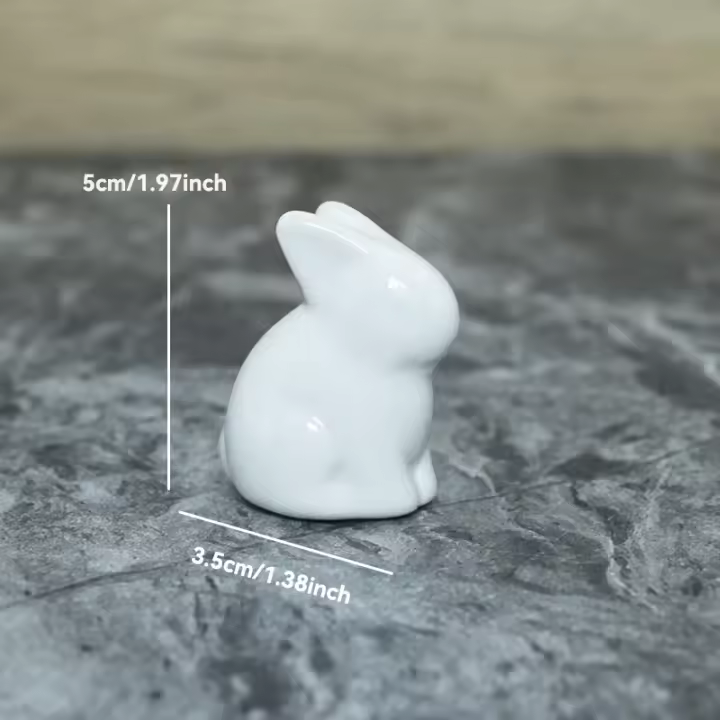Figuritas de conejo de cerámica Kawaii, escultura de conejo de liebre, adornos de animales de jardín, decoración nórdica de Pascua para el hogar, decoración de la habitación - 1