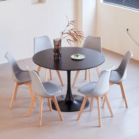 Mesa redonda blanca de 110CM para cocina, comedor, sala de estar, muebles de estilo nórdico moderno, mesa pequeña para balcón - details 6