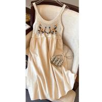 Jyccr Bohemian ral bordado corto sin mangas para mujer verano dulce crochet correa de espagueti vestido de vacaciones - details 18