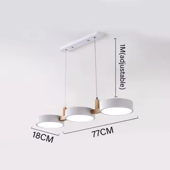 Lámpara LED de comedor de 3 lámparas, lámpara colgante de cocina, lámpara colgante de madera moderna - 1