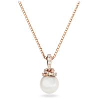 Swarosk-collar con colgante de perlas redondas blancas, cadena de oro rosa con piedra de circón, joyería, regalo del Día de la madre para mujer - details 0