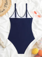 Bañador de una pieza para mujer, traje de baño liso con cuello en V, Monokini Sexy, ropa de playa para verano, 2024 - details 13