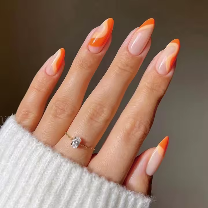 24 piezas/caja Uñas postizas de acrílico almendra desmontables francesas stiletto uñas postizas completas de moda para mujeres uñas a presión - 1