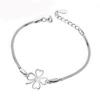 Pulsera de plata de ley  para mujer, brazalete de trébol de cuatro hojas, regalo de joyería Glamour, novedad - details 0