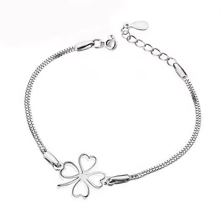 Pulsera de Plata para Mujer, brazalete de Trébol de Cuatro Hojas, Gift de joyería Glamour, novedad - 1