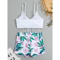 2025 Bikini traje de baño con cordón mujeres pantalones cortos de cintura alta traje de baño femenino acolchado traje de baño natación ropa de playa verano - details 42