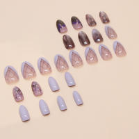 Uñas Postizas De Forma Árbol De Almendra 24 Piezas Con Textura Nueva Paquete Incluye 1 Hoja De Pegamento Para Uñas Y 1 Linterna De Uñas - details 1