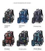 Mochilas impresas de moda para hombres y mujeres, estudiantes de secundaria y estudiantes de secundaria, interfaz usb, mochilas con patrones geométricos personalizados - details 16