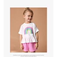 Nuevo traje para niños, ropa infantil linda de verano con arcoíris, traje de algodón puro para niñas - details 6