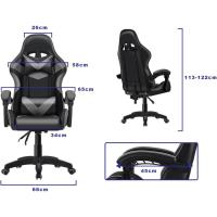 Silla para Ordenador, Silla Ergonómica para Juegos, Silla de Escritorio para Oficina con Altura Ajustable y Ruedas, Sillas de Videojuegos Color Negro/Gris. - details 1