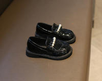 Zapatos de cuero para niñas, mocasines negros sin cordones, planos, perlas de estilo británico, para fiesta escolar, boda, novedad - details 6