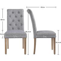 2 Sillas de Comedor Silla Acolchada con Respaldo Alto Patas de Madera Silla de Tela para Comedor Cocina Gris - details 5