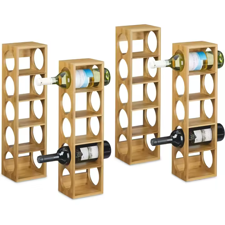 Estantes con 5 Baldas, Estanterías para Bebidas, Bambú, 53 x 14 x 12 cm, Marrón - 1